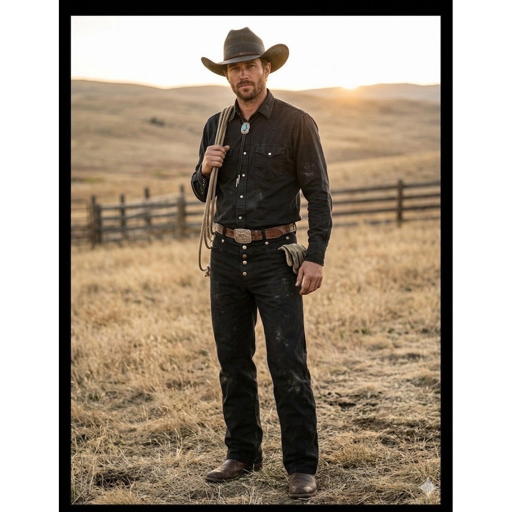 Scully Pants Mens Black 38x35 Buckle Back Canvas Rancher Western Rodeo‎